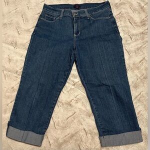 Nydj Marilyn Crop Cuffed Rhinestone Hem Size 10